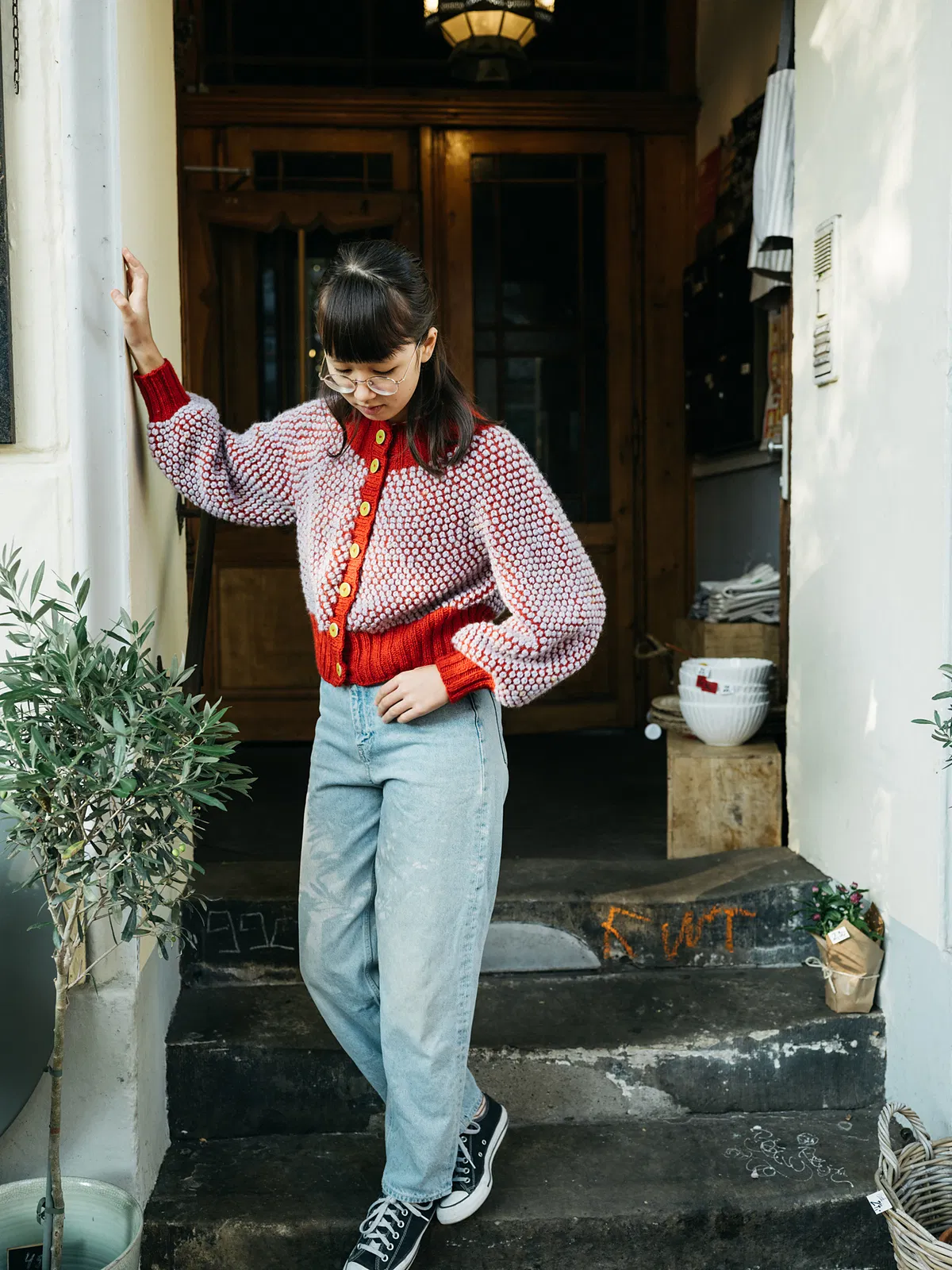 Popcorn Cardi - Red – Bild 5