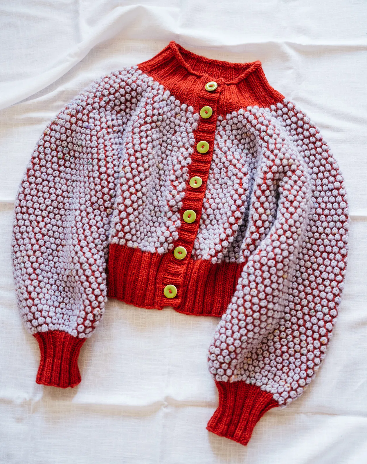 Popcorn Cardi in Red